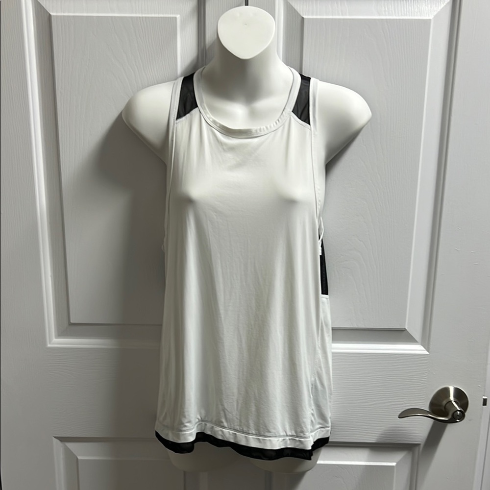 Alala Women’s White and Black Tank Top with Gold Plate